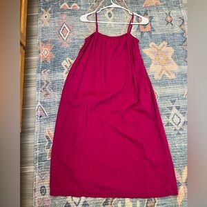 Chic Magenta Sleeveless Linen Blend Dress